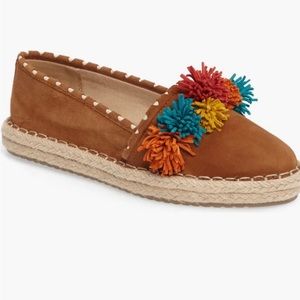 Sam Edelman Issa Slip On Espadrille Brown Multi Color Pom Pom - Siz…